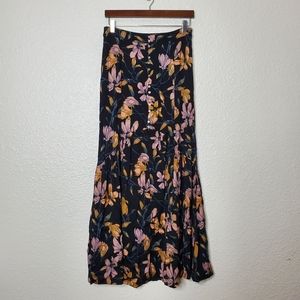 Free People Smooth Sailing Maxi Skirt Black Floral